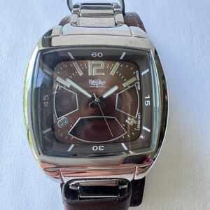 Brown and Silver Wearable Watch